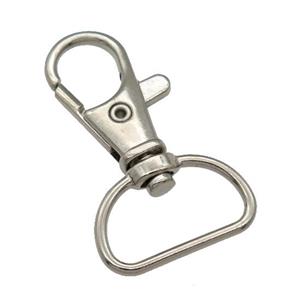 Alloy Lobster Clasp, platinum plated, approx 13-37mm