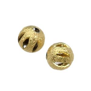 copper pumpkin Corrugated Beads, gold plated, approx 8mm dia