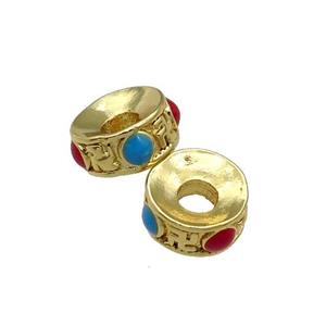 Copper Heishi Spacer Beads Enamel Gold Plated, approx 8mm, 3mm hole
