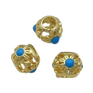 Copper Spacer Rondelle Beads Enamel Gold Plated, approx 9.5mm, 5mm hole