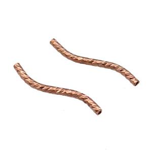 Copper Bend Tube Beads Rose Gold, approx 1.5x20mm