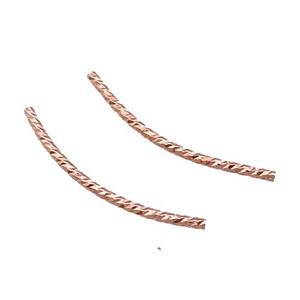 Copper Bend Tube Beads Rose Gold, approx 1.5x30mm