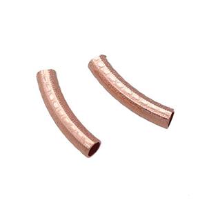 Copper Bend Tube Spacer Beads Rose Gold, approx 3x15mm
