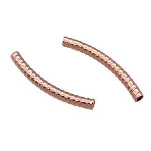 Copper Bend Tube Beads Rose Gold, approx 2.7x25mm