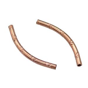 Copper Bend Tube Beads Rose Gold, approx 2x25mm