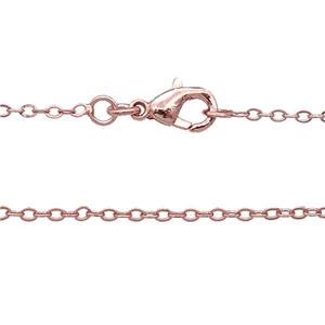 Copper Necklace Chain Unfaded Rose Gold, approx 1.5x2mm, 42cm length