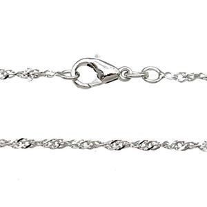 Copper Necklace Chain Unfaded Platinum Plated, approx 1.6mm, 42cm length