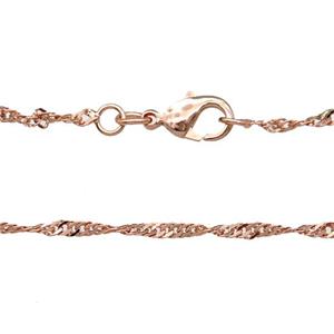 Copper Necklace Chain Unfaded Rose Gold, approx 1.6mm, 42cm length