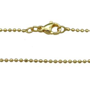 Copper Necklace Ball Chain Unfaded Gold Plated, approx 1.2mm, 42cm length