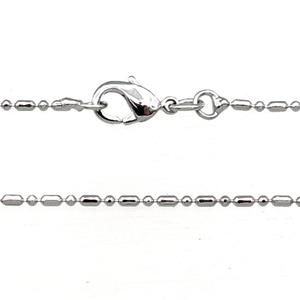 Copper Necklace Chain Unfaded Platinum Plated, approx 1.2mm, 42cm length