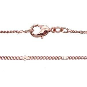 Copper Necklace Curb Chain Unfaded Rose Gold, approx 1.2mm, 42cm length
