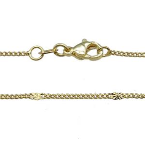 Copper Necklace Curb Chain Unfaded Gold Plated, approx 1.2mm, 42cm length
