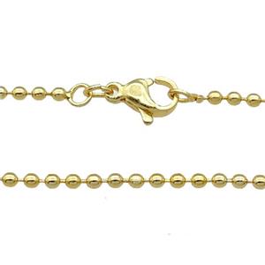 Copper Necklace Ball Chain Unfaded Gold Plated, approx 1.8mm, 42cm length