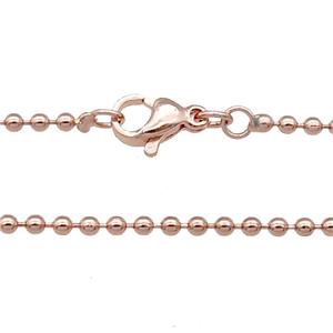 Copper Necklace Ball Chain Unfaded Rose Gold, approx 1.8mm, 42cm length