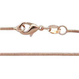 Copper Necklace Snake Chain Unfaded Rose Gold, approx 1mm, 42cm length