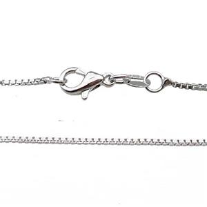 Copper Necklace Box Chain Unfaded Platinum Plated, approx 1mm, 42cm length