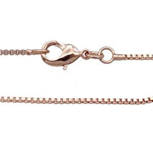 Copper Necklace Box Chain Unfaded Rose Gold, approx 1mm, 42cm length