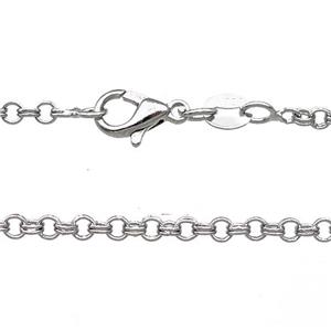 Copper Necklace Chain Unfaded Platinum Plated, approx 2.4mm, 42cm length