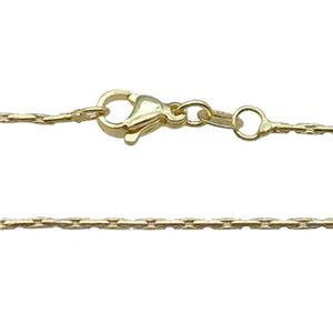 Copper Necklace Chain Unfaded Gold Plated, approx 1.2mm, 42cm length