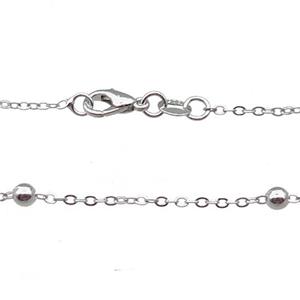 Copper Necklace Satellite Chain Unfaded Platinum Plated, approx 1.5mm, 3.5mm, 42cm length