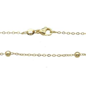 Copper Necklace Satellite Chain Unfaded Gold Plated, approx 1.5mm, 3.5mm, 42cm length