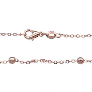 Copper Necklace Satellite Chain Unfaded Rose Gold, approx 1.5mm, 3.5mm, 42cm length