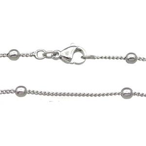 Copper Necklace Satellite Chain Unfaded Platinum Plated, approx 1.2mm, 3mm, 42cm length
