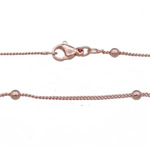 Copper Necklace Satellite Chain Curb Unfaded Rose Gold, approx 1.2mm, 3mm, 42cm length