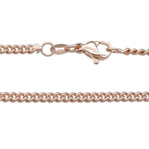 Copper Necklace Curb Chain Unfaded Rose Gold, approx 2.6mm, 42cm length