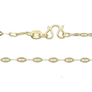 Copper Necklace Chain Unfaded Gold Plated, approx 2x4mm, 42cm length