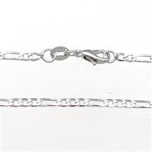 Copper Necklace Chain Unfaded Platinum Plated, approx 2.4mm, 42cm length