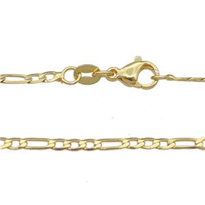 Copper Necklace Chain Unfaded Gold Plated, approx 2.4mm, 42cm length