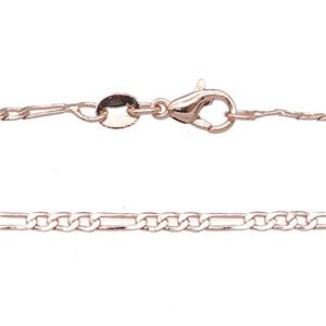 Copper Necklace Chain Unfaded Rose Gold, approx 2.4mm, 42cm length