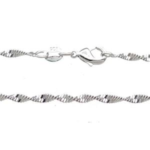 Copper Necklace Chain Unfaded Platinum Plated, approx 2.2mm, 42cm length