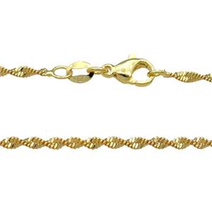 Copper Necklace Chain Unfaded Gold Plated, approx 2.2mm, 42cm length
