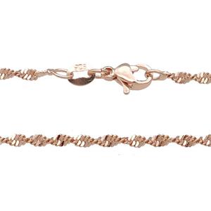 Copper Necklace Chain Unfaded Rose Gold, approx 2.2mm, 42cm length