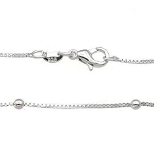 Copper Necklace Satellite BoxChain Unfaded Platinum Plated, approx 1mm, 2.5mm, 42cm length
