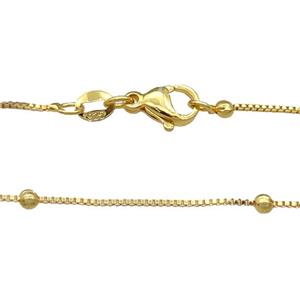 Copper Necklace Box Satellite Chain Unfaded Gold Plated, approx 1mm, 2.5mm, 42cm length