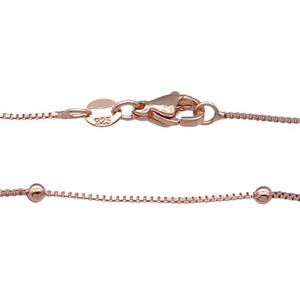 Copper Necklace Box Satellite Chain Unfaded Rose Gold, approx 1mm, 2.5mm, 42cm length
