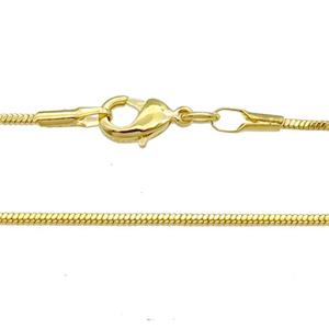 Copper Necklace Snake Chain Unfaded Gold Plated, approx 1mm, 42cm length
