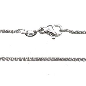 Copper Necklace Chain Unfaded Platinum Plated, approx 1.5mm, 42cm length