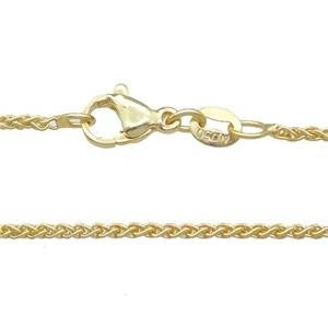 Copper Necklace Chain Unfaded Gold Plated, approx 1.5mm, 42cm length