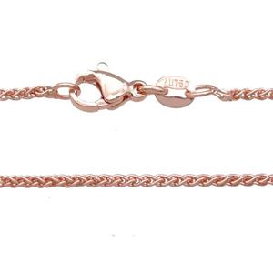 Copper Necklace Chain Unfaded Rose Gold, approx 1.5mm, 42cm length