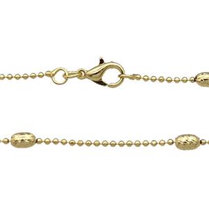 Copper Necklace Ball Satellite Chain Unfaded Gold Plated, approx 1.2mm, 3x5mm, 42cm length