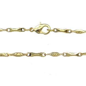 Copper Necklace Chain Unfaded Gold Plated, approx 1.8x9mm, 42cm length