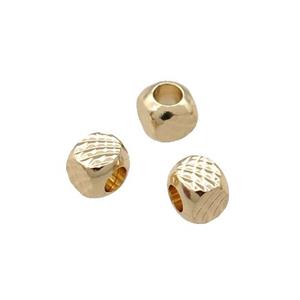 Copper Cube Beads Unfaded Light Gold Plated, approx 4mm