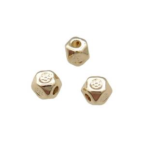 Copper Cube Beads Tiny Unfaded Light Gold Plated, approx 3.5mm