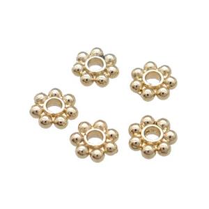 Copper Daisy Spacer Beads Unfaded Light Gold Plated, approx 5.5mm