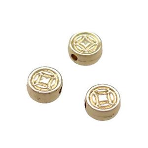Copper Button Spacer Beads Unfaded Light Gold Plated, approx 6mm
