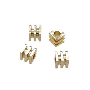Copper Cube Spacer Beads Unfaded Light Gold Plated, approx 4mm